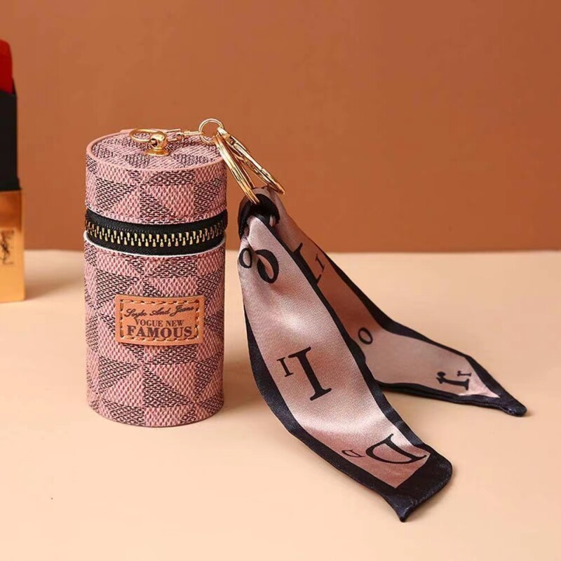 Creative Silk Scarf Presbyopia Bucket Lipstick Bag Keychain